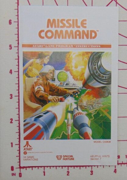 Missile Command Atari Game Program Instructions 1981 User's Guide Manual