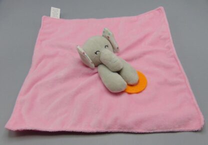 Pink Cuddly Lovey/Security Blanket w/ Elephant Teether Forever Baby