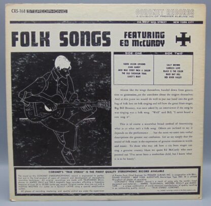 Ed McCurdy Folk Songs LP CXS 168 Coronet Records Album - Image 2