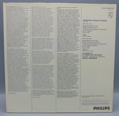 Mozart Alfred Brendel Academy Of St. Martin-In-The-Fields Neville Marriner Klavierkonzerte KV 415 & KV 449 LP 9500 565 Phillips Records - Image 2
