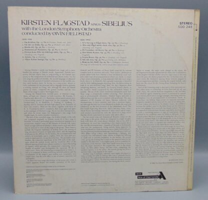 London Symphony Orchestra Fjeldstad Flagstad Sibelius Song Recital LP SDD 248 Ace of Diamonds Records - Image 2
