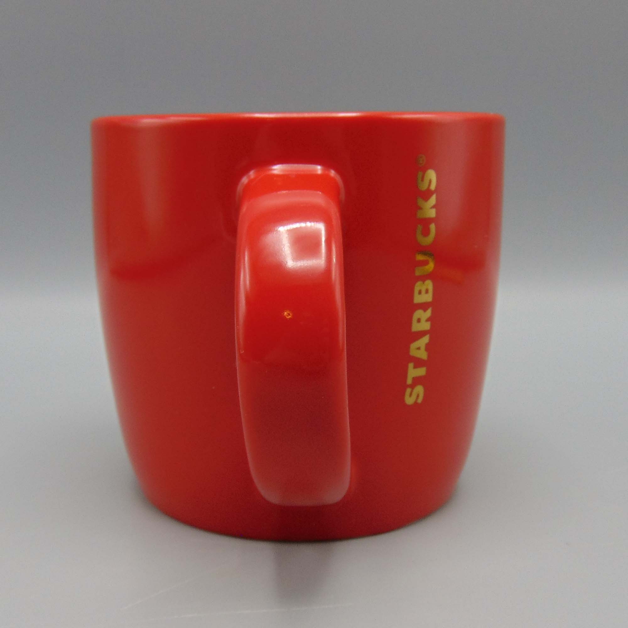 2017 Starbucks 14 Oz Ceramic Coffee Mug Red W Golden Logo Holiday