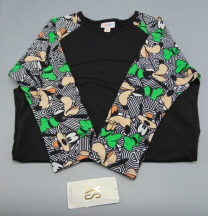 Randy Extra Small XS Lularoe Goofy Sleeves Black Green Disney Baseball - Image 2