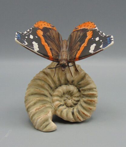 Vintage W Germany Goebel Red Admiral Vulcan Butterfly On Sea Shell