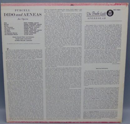 Purcell Dido and Aeneas LP Records Album BG-664 The Bach Guild Records - Image 2