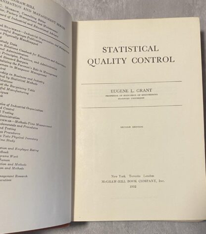 Statistical Quality Control Industrial Organization and Management Series HC 1946/1952 McGraw Hill  E L Grant - Image 3