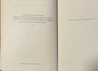 Statistical Quality Control Industrial Organization and Management Series HC 1946/1952 McGraw Hill  E L Grant - Image 2