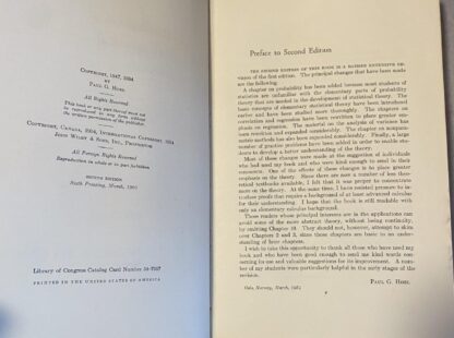 Introduction to Mathematical Statistics Hoel Wiley Series HC 1954 2nd Edition - Image 2