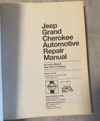 Jeep Grand Cherokee Haynes Repair Manual 1993-2004 50025 - Image 3