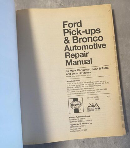 Ford Pick-ups and Bronco Haynes Repair Manual 1980-1996 36058 - Image 3